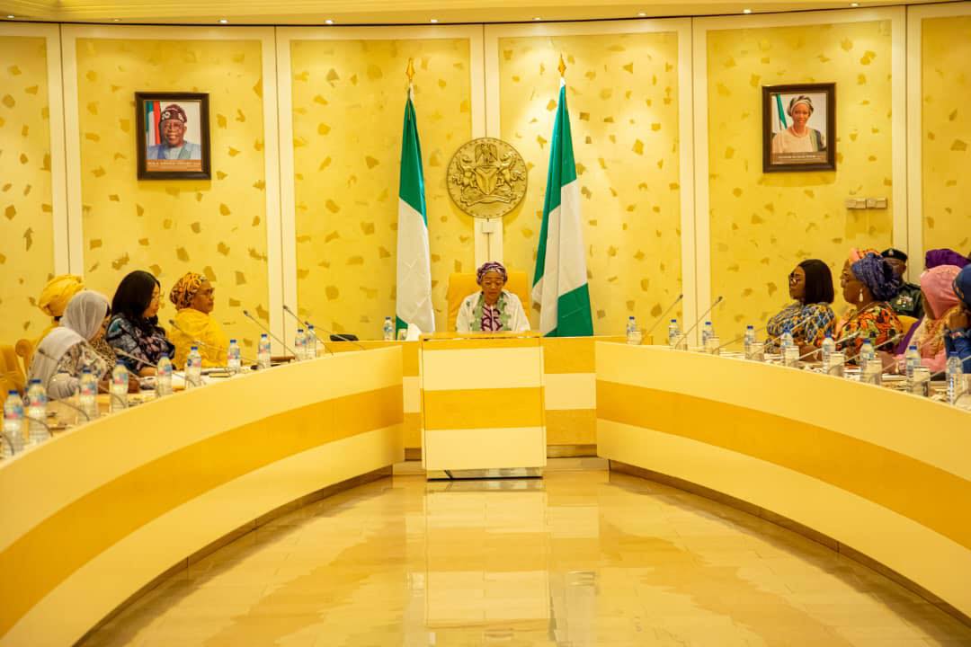 The First Lady of Nigeria, HE Sen. Oluremi Tinubu hosts a meeting with State Governors' Wives at the Presidential Villa Abuja