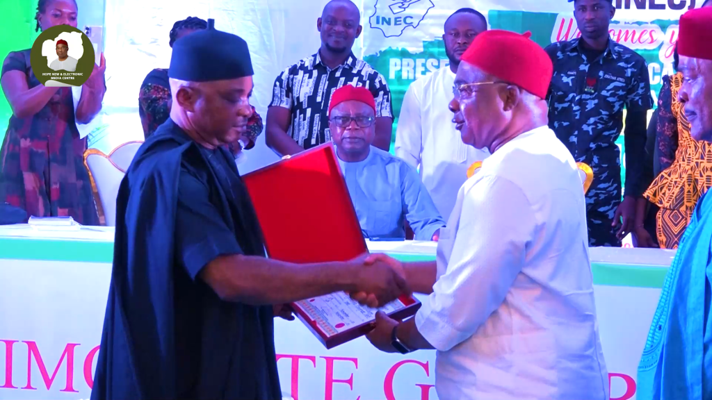 INEC Presents Certificate of Return to Gov. Uzodimma