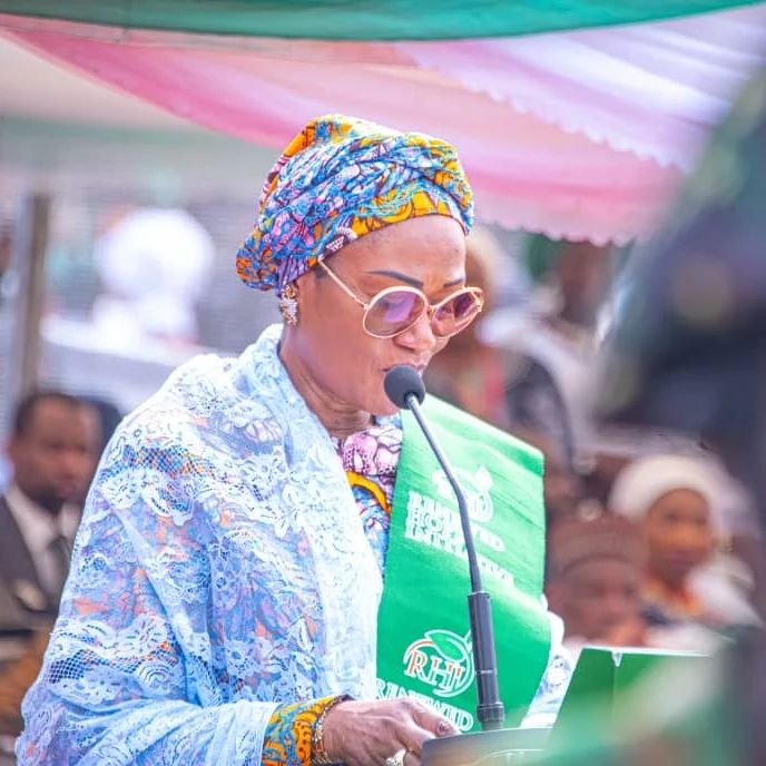 Senator Oluremi Tinubu CON, on April 23, 2024 for the Groundbreaking Ceremony for the Construction of an Alternative High School for Girls at Oke Dio, Ayepe, Osogbo, Osun State.
